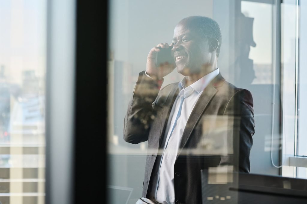 Business person on the phone in an office